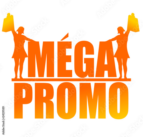 mega promo bannière orange avec icone femme