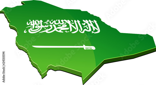 Carte de l'Arabie Saoudite 3D drapeau (détouré)