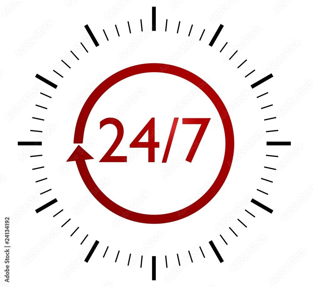 24/7 Sign Stock Illustration | Adobe Stock