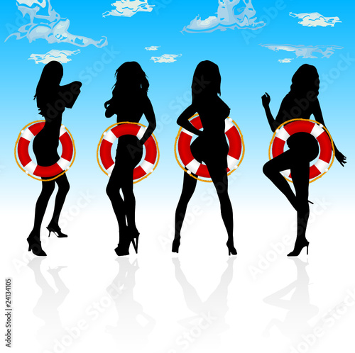 girls silhouette with live saver illustration