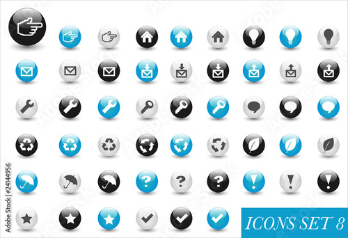 Set of icons or buttons for applications and internet