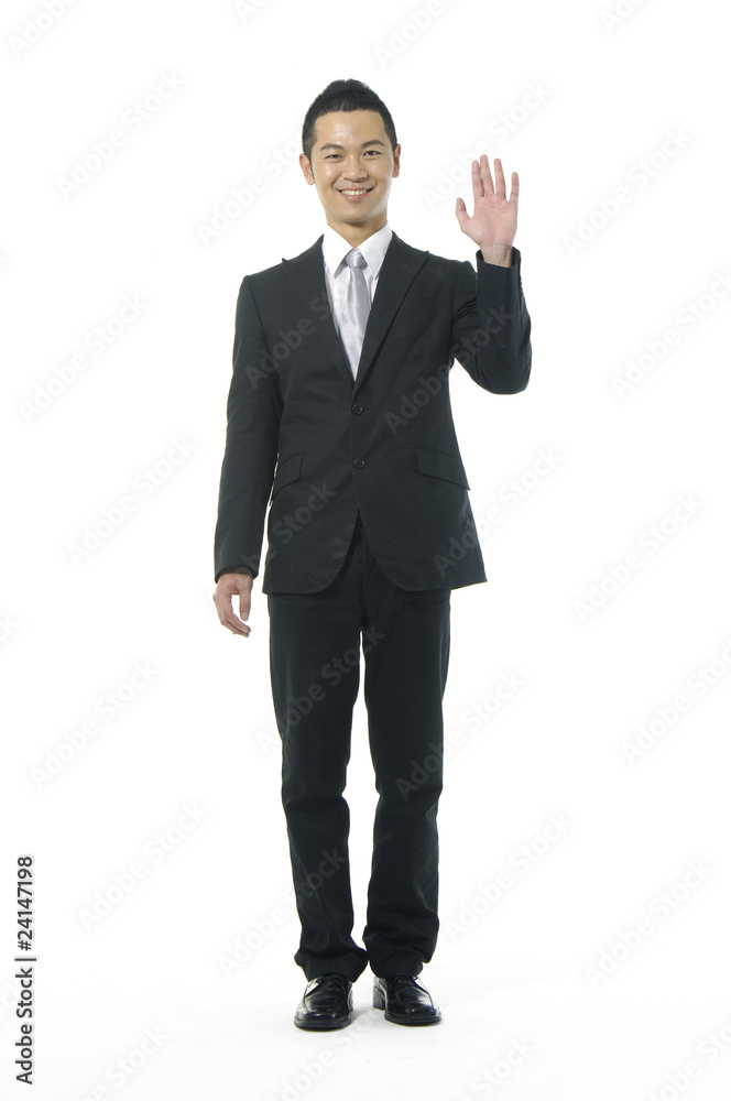 Image sloping of a man who greets with the hand Image sloping of a man who greets with the hand
