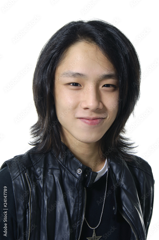 Close up of a happy young asian man