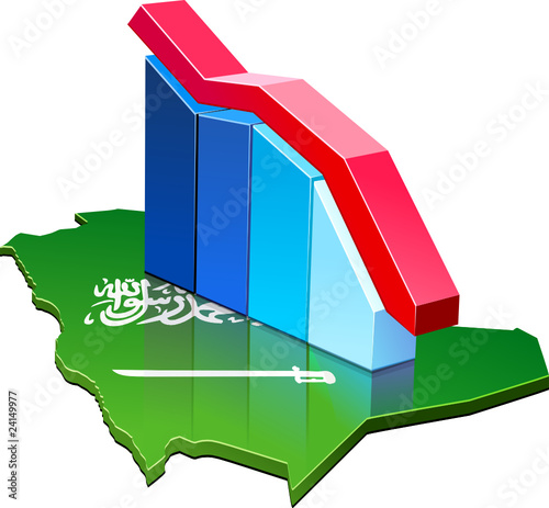 Statistiques de l'Arabie Saoudite à la baisse (détouré)