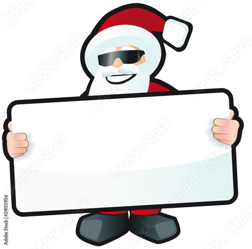 Santa hält Schild