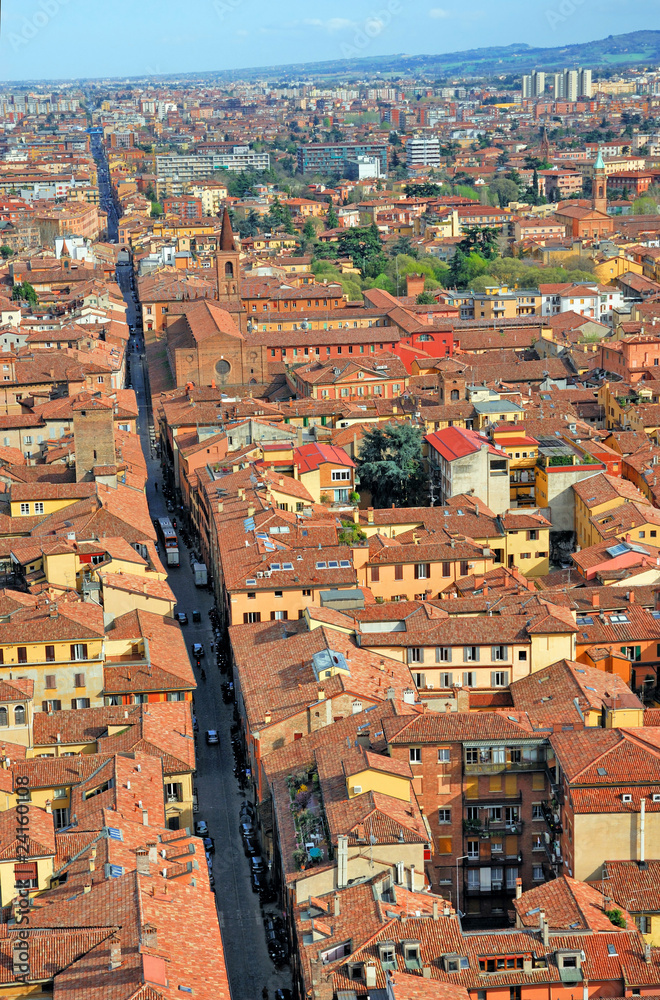 Obraz premium Italy, Bologna aerial view from Asinelli tower