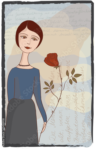 Frau mit Rose