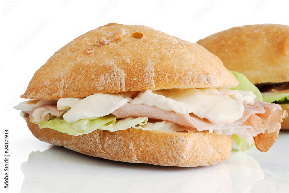 panino prosciutto e mozzarella foto de Stock Adobe Stock