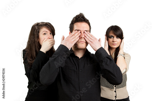 Three wise monkeys concept