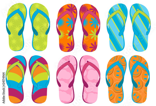 Set of colorful fun Flip flops