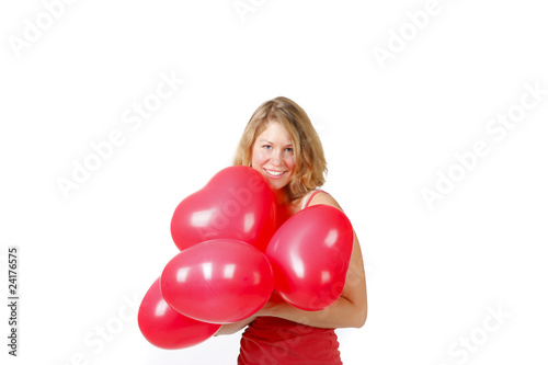 Junge Frau mit Luftbaloonherzen © M. Siegmund