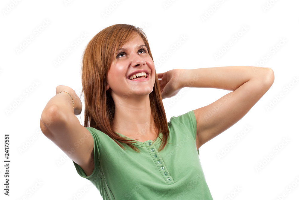 Fototapeta premium Teenage girl isolated on white