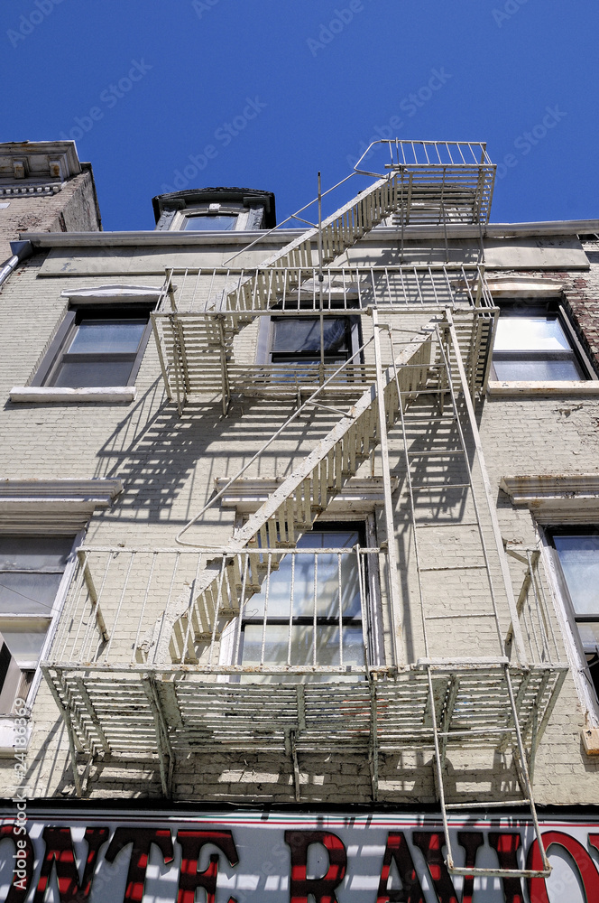 Fototapeta premium Typical American style fire escapes, New York