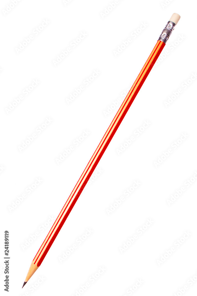 Red pencil isolated on a white