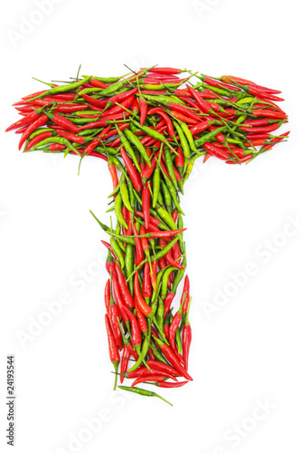 Alphabet with green and red peppers - letter