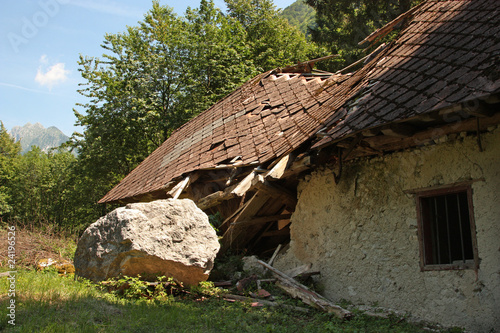 House destroyed in an earthquake