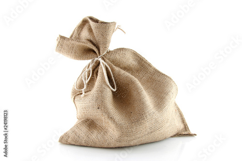 Fotografie jute bag over white background