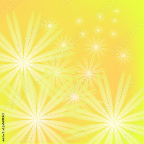Yellow background with bright flowers