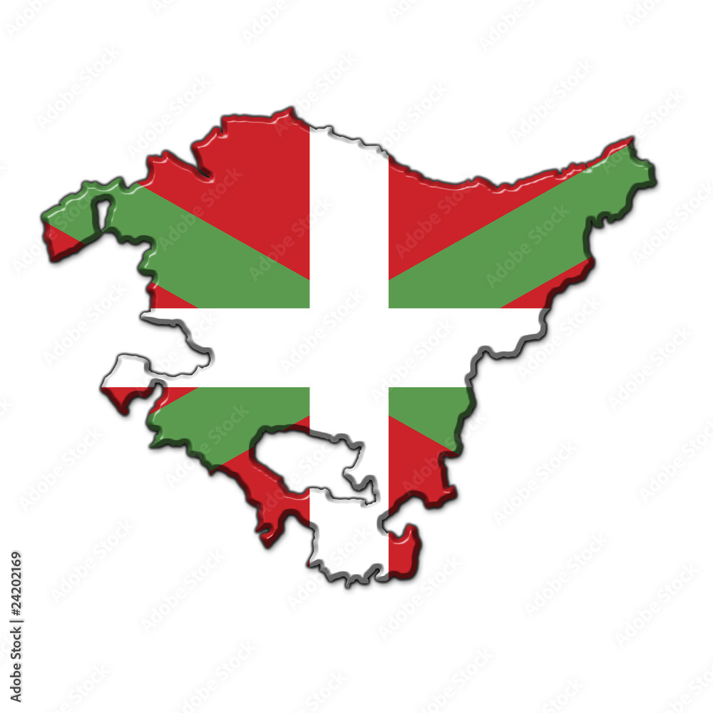 Fototapeta premium Silueta Euskadi en relieve con colores bandera