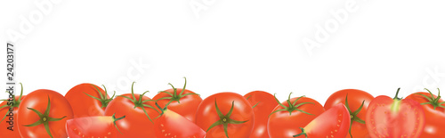 Tomato design border isolated on white. Vector.