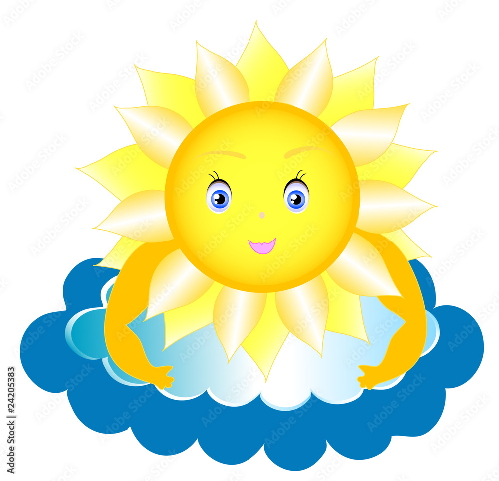 Fairy sun to shine, children picture, vector