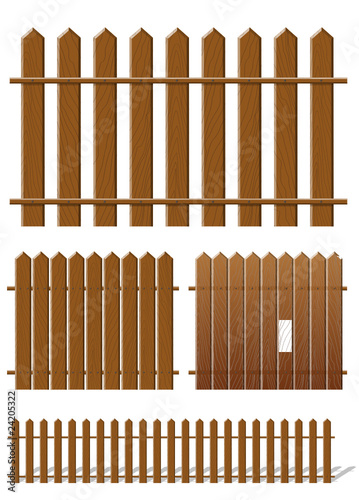 Brown fence with wooden texture (vector)
