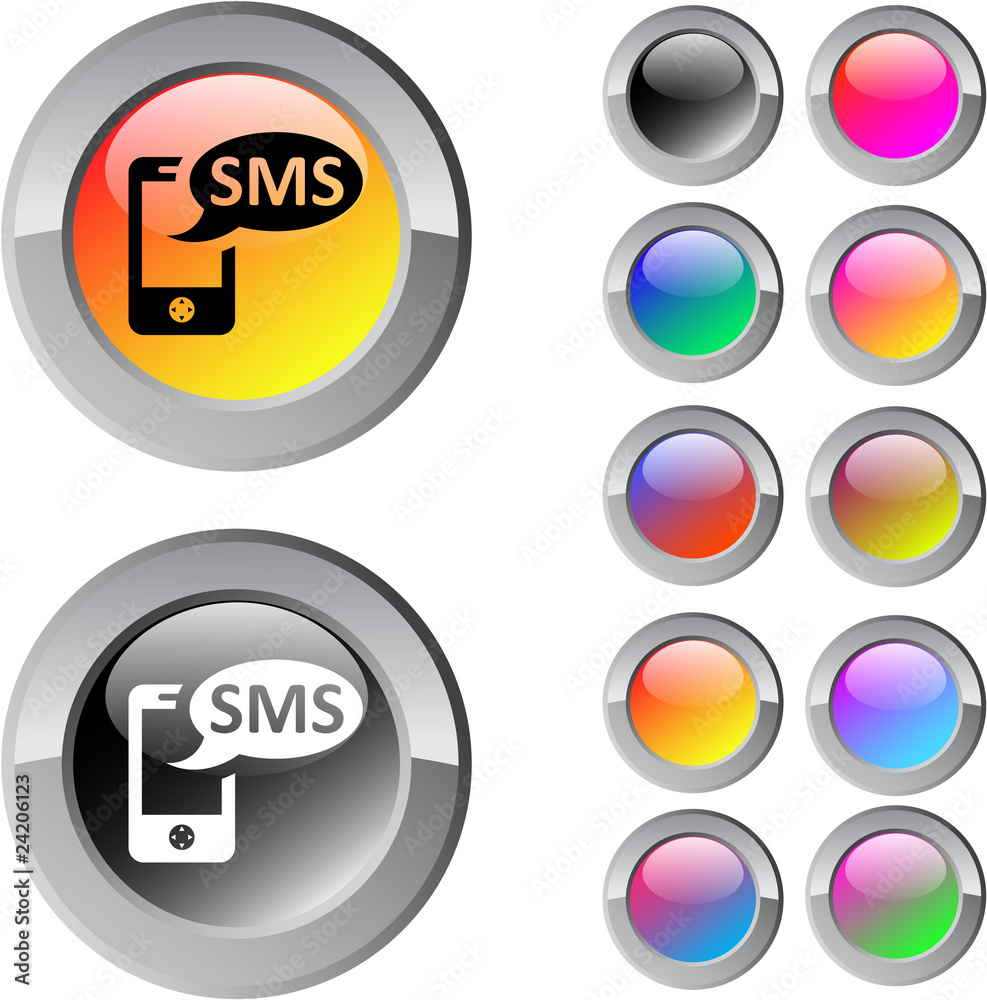 SMS multicolor round button.