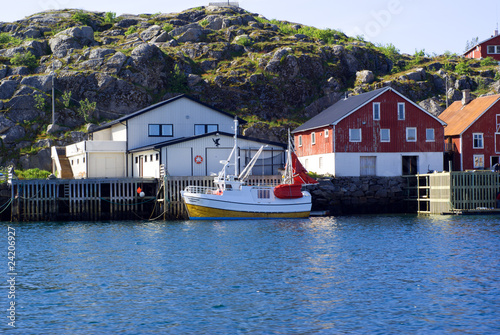 The moored boat on island Skrova in Norway © big_tau
