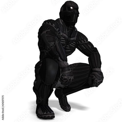 science fiction male character in futuristic suit. 3D rendering