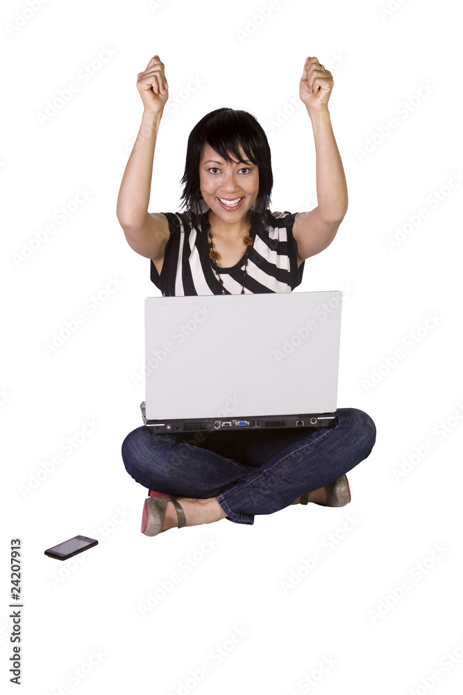 Beautiful Girl Working on Her Laptop