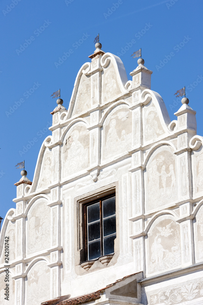 detail of renaissance house, Slavonice, Czech Republic