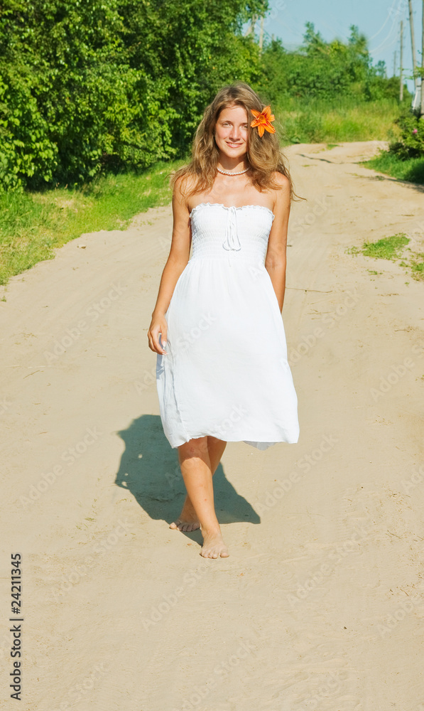 Summer girl in white dress Summer girl in white dress