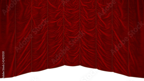 Red theater Curtain with beautiful textile pattern