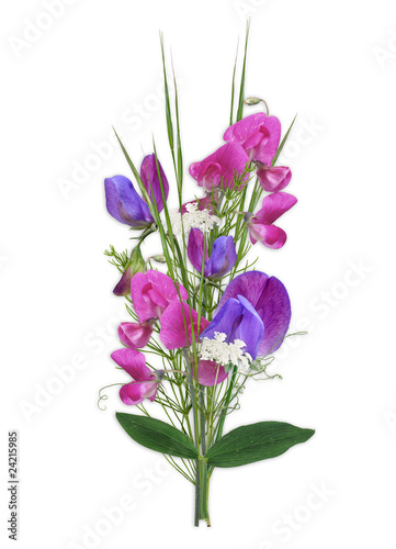 Bouquet with colorful summer flowers isolated on white backgroun © SvetikS