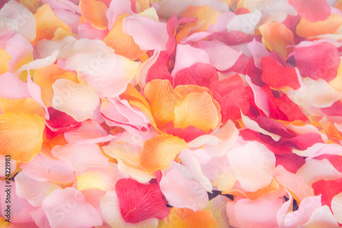 Background from  artificial petals of roses