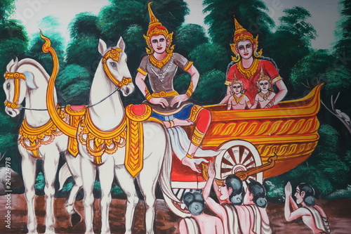 art painting on wall, Wat Nonrasi, Borabue, Mahasarakam © netsuthep