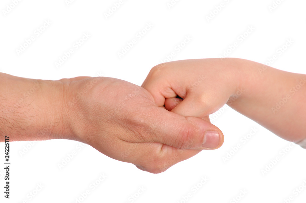 Children's palms in a reliable man's hand Children's palms in a reliable man's hand