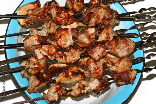 grilled meat on spits