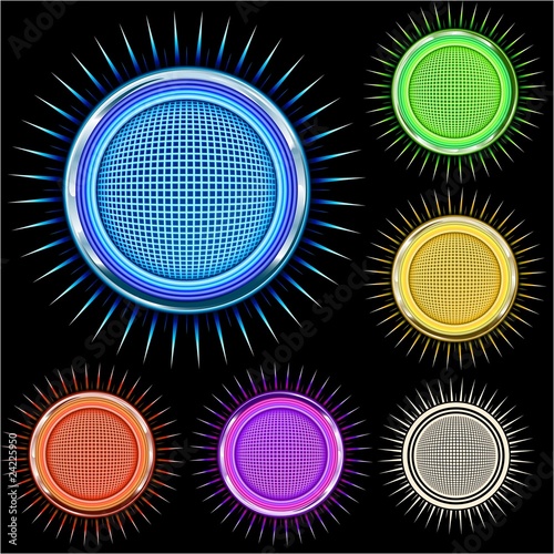Emblema con diseño circular brillante y con textura