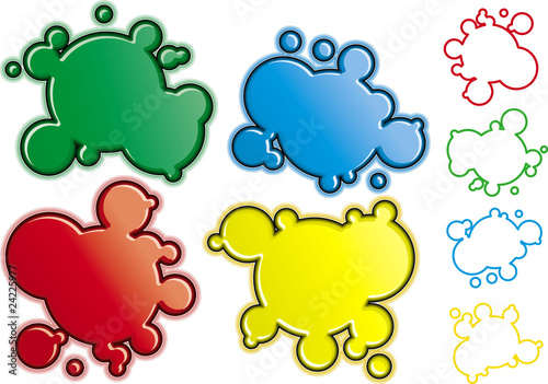 Cómics globos en varios colores y fondo blanco
