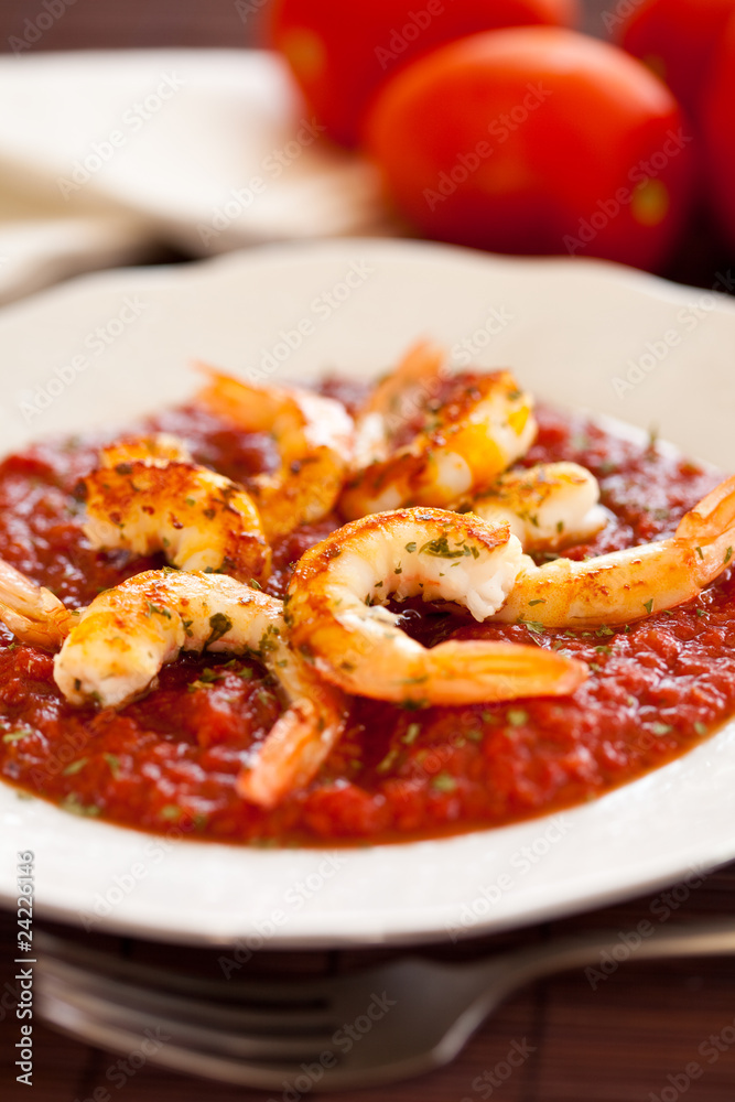 shrimp roasted with fried tomato shrimp roasted with fried tomato