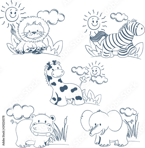 Mascotas de animales de la jungla a lineas