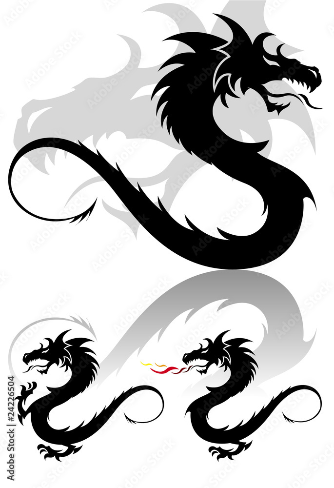 Set de dragones con estilo oriental