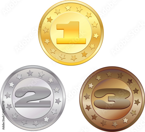 Medals for first, second and third place
