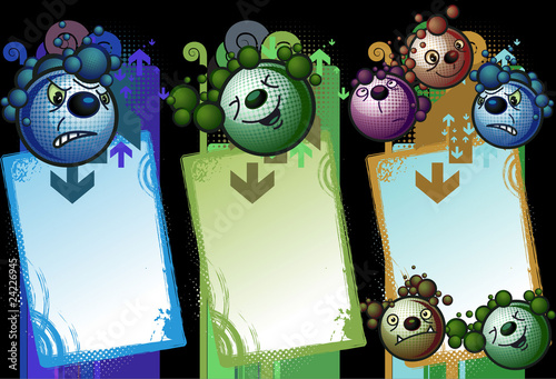 Set de banners de criaturas con algunas expresiones