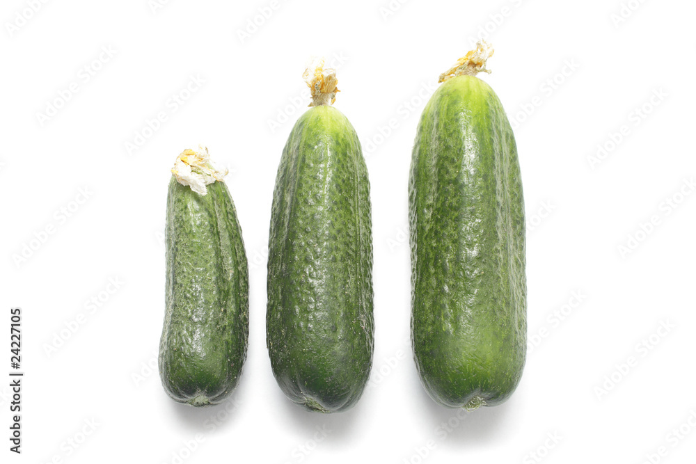 Three ripe cucumbers isolated on white Three ripe cucumbers isolated on white