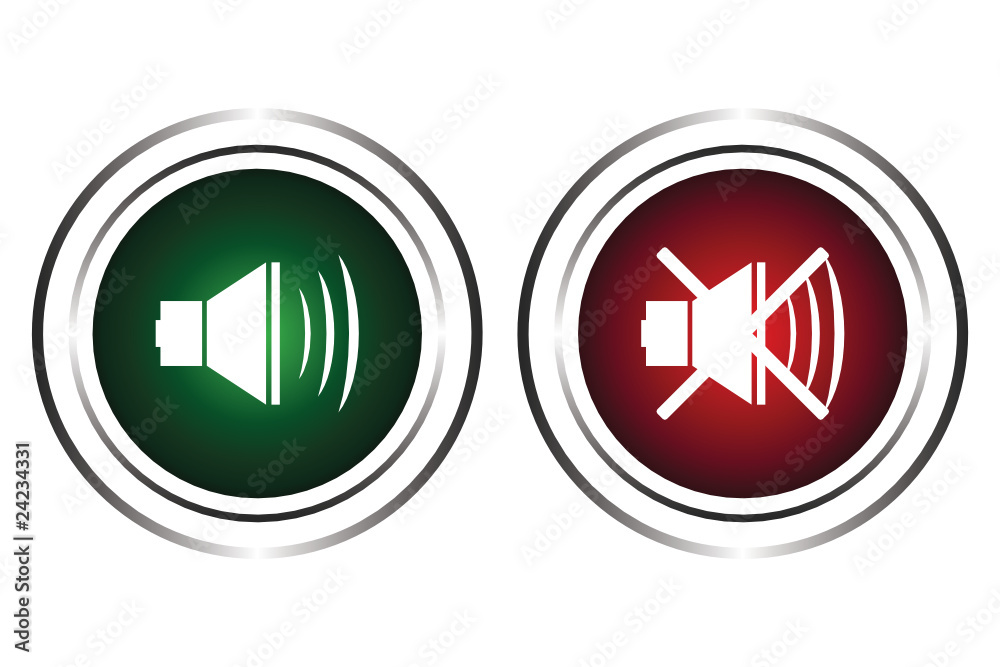 Two buttons with a sound sign Two buttons with a sound sign