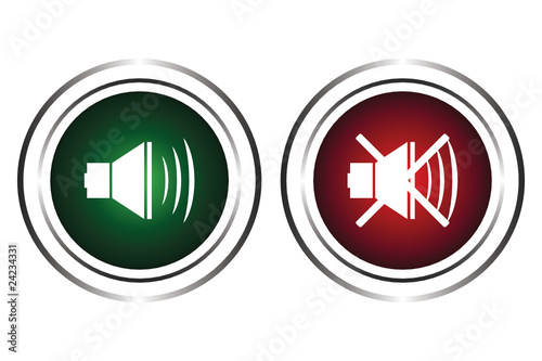 Two buttons with a sound sign