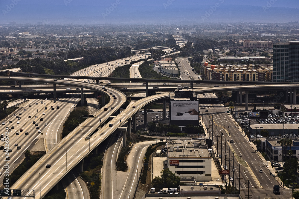 Fototapeta premium aerial with view to streets and huge crosing of freeway