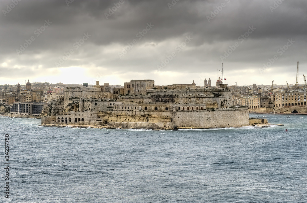 View sur le Grand Port de La Valette et le Fort St Angelo, Malte